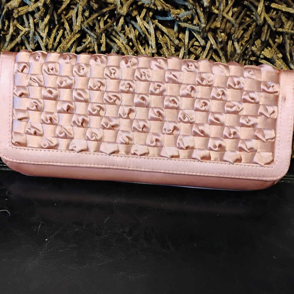 Jessica McClintock Pink Satin Evening Clutch